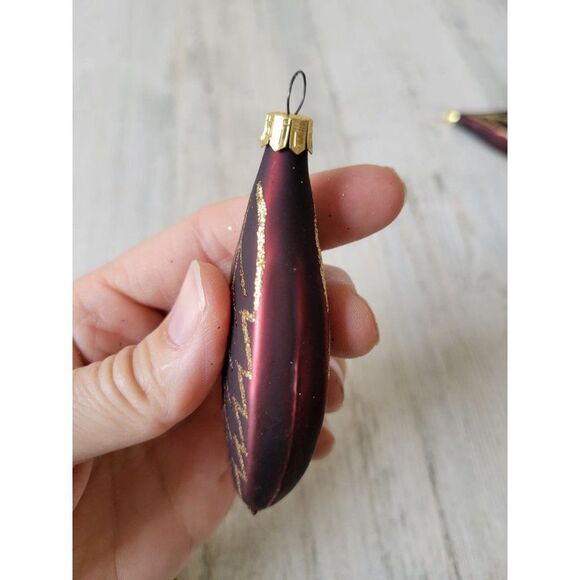 Pier 1 Red leaf glitter gold ornament Xmas holiday tree - Picture 5 of 6